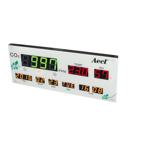 CO2, Temperature and RH Display - Wall-mount CO2, temperature and humidity display with RS485 signal output and three relays