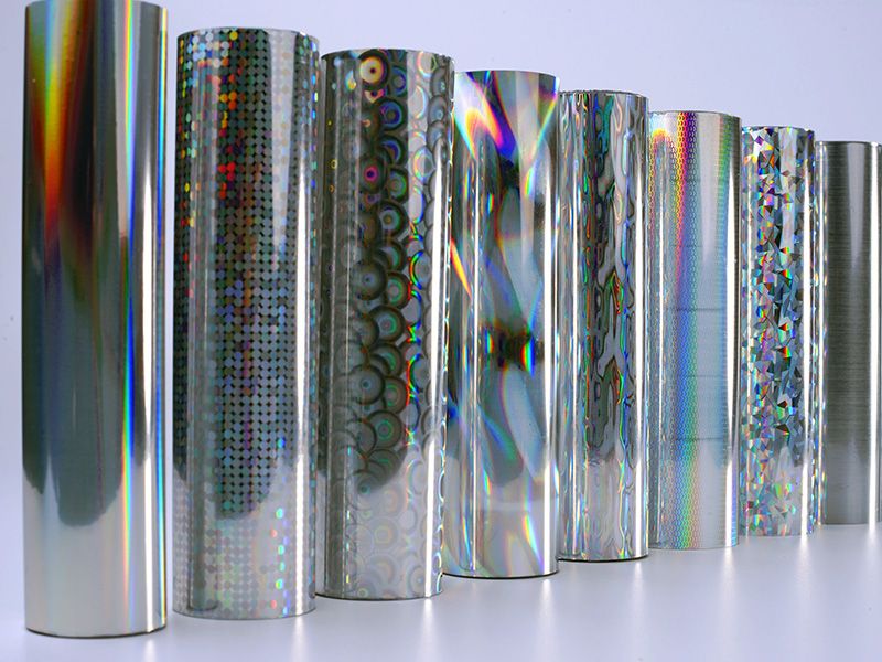 Holographic foil used for anti-counterfeit labels.