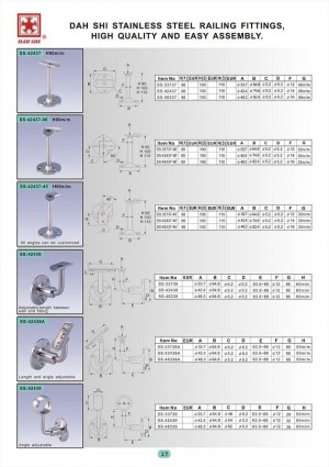 Dah Shi exquisite Stainless Steel Accessories of Handrails / Balustrades / Metal Building Materials.- Dah Shi Stainless Steel railing fittings high quality and easy assembly.