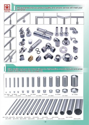 Dah Shi exquisite Stainless Steel Accessories of Handrails / Balustrades / Metal Building Materials. - high quality end-cap for round pipes. The information concering size price of each item, please refer to page 15.
