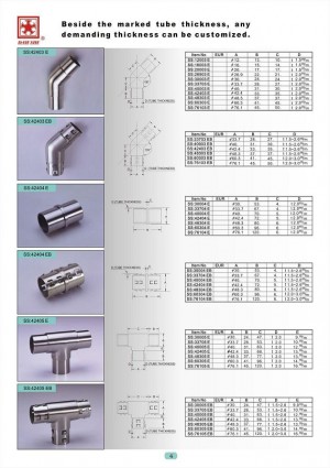 Dah Shi exquisite Stainless Steel Accessories of Handrails / Balustrades / Metal Building Materials. - Beside the marked tube thicknes, any demanding thickness can be customized.