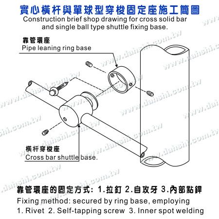 Installing Diagram of Stainless Steel Tube/Bar Holder Go Through