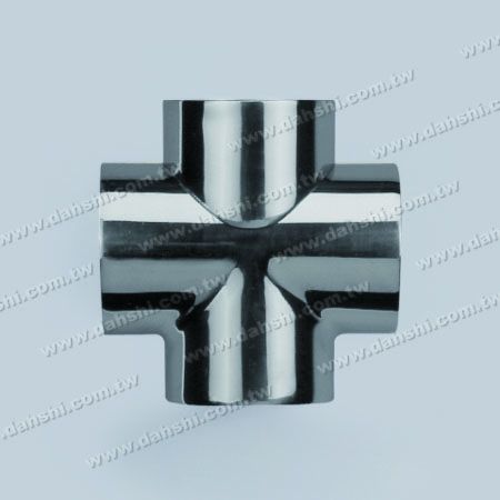 S.S. Round Tube External Cross Connector 4 Way Out - Stainless Steel Round Tube External Cross Connector 4 Way Out