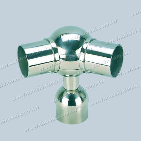 S.S. Round Tube Perp. Post Adj. Conn. Support Ball Type - Stainless Steel Round Tube Handrail Perpendicular Post Adjustable Connector Support Ball Type External Fit