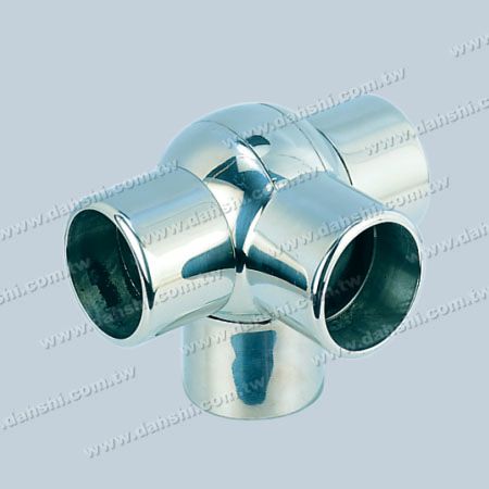 S.S. Round Tube External 90° T Ball Connector 4 Way Out - Stainless Steel Round Tube External 90degree T Ball Connector 4 Way Out