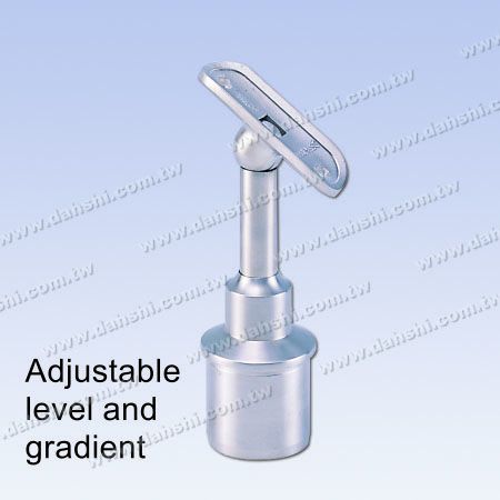 S.S. Round Tube Perp. Post Conn. Support Height Adj. - Stainless Steel Round Tube Handrail Perpendicular Post Connector Support Radiused Height Adjustable