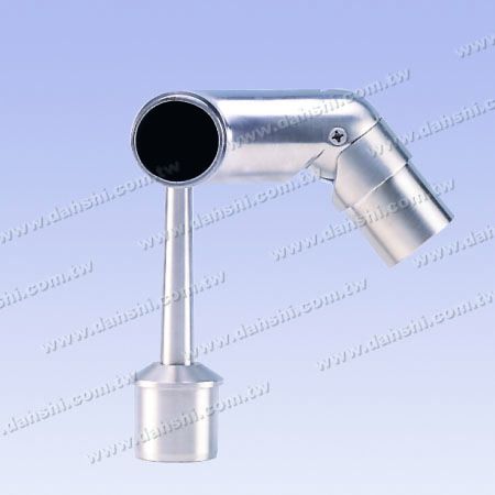 S.S. Round Tube Perp. Post Adj. Conn. Support Pipe Type Left - Stainless Steel Round Tube Handrail Perpendicular Post Adjustable Connector Support Pipe Type External Fit Left Hand Side