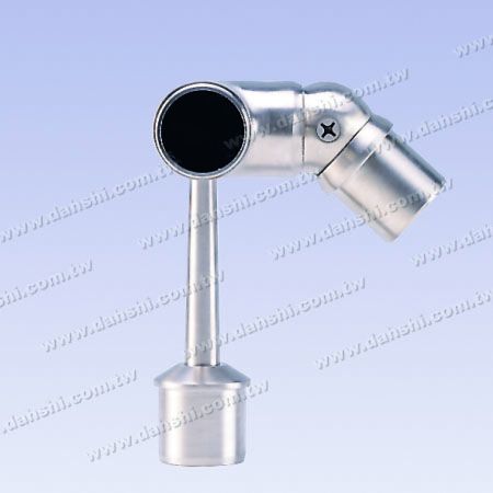 S.S. Round Tube Perp. Post Adj. Conn. Support Trapezoid Stem - Stainless Steel Round Tube Handrail Perpendicular Post Adjustable Connector Support Ball Type External Fit Trapezoidal Stem Left Hand Side