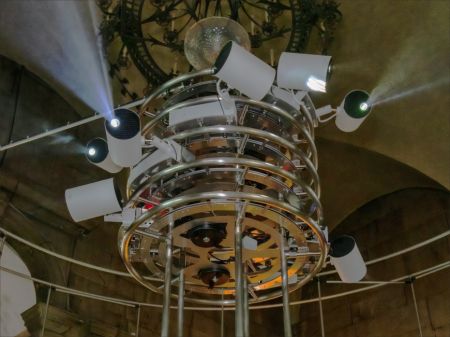 Projection tower installation: Stainless Steel Round Tube connectors apply on Installation Art subverting the image of typical railing system, precise and accurate connect between tubes and fittings which shows the delicate of art.
