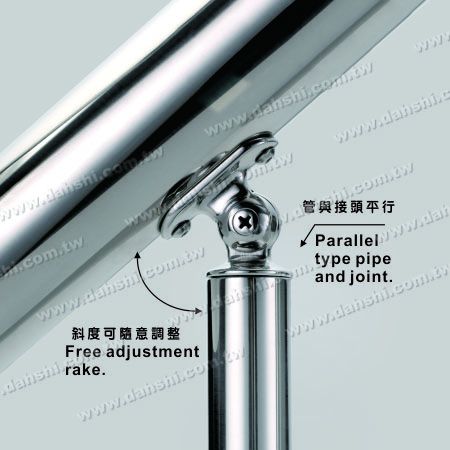 Handrail Support with Post Joiner - Stainless Steel Round Tube Handrail Perpendicular Post Adjustable Connector Support Radiused Internal Fit