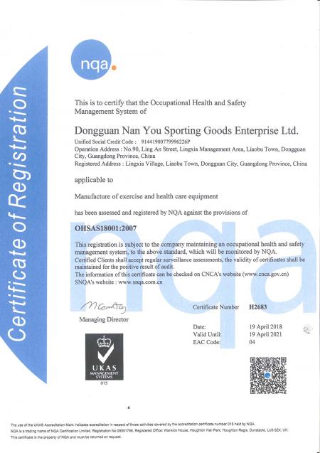 China Factory - OHSAS18001 2007 Certificate.