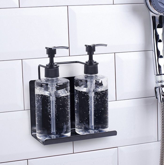 Montaggio a Parete Balsamo Doppio Argento Dispenser di Sapone per Gel Doccia Shampoo 
