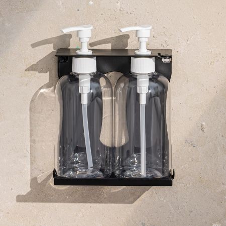 One Lock Hotel Use Amenity Bottle Holder - Lockable Double Dispenser Shelf