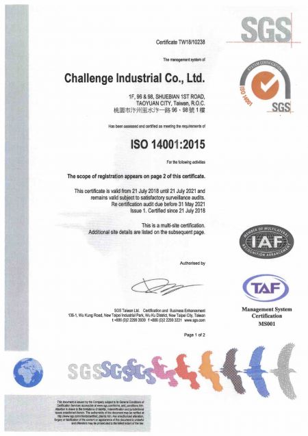 ISO 14001:2015 Certificate - Page 1