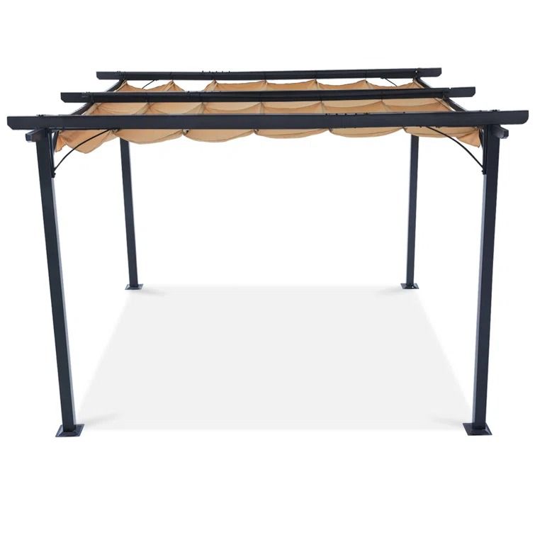 11x11 Steel Pergola Frame with Retractable Blind Shade Shelter and