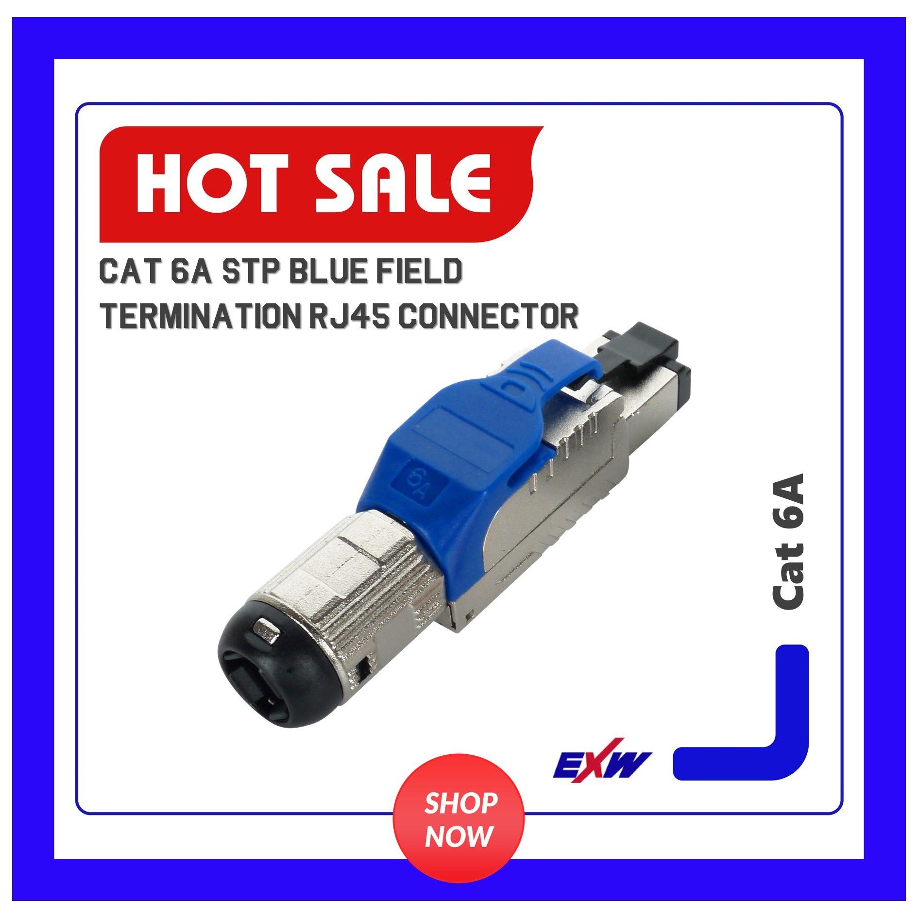 Proveedor de conectores RJ45 de terminación de campo azul Cat 6A STP | EXW