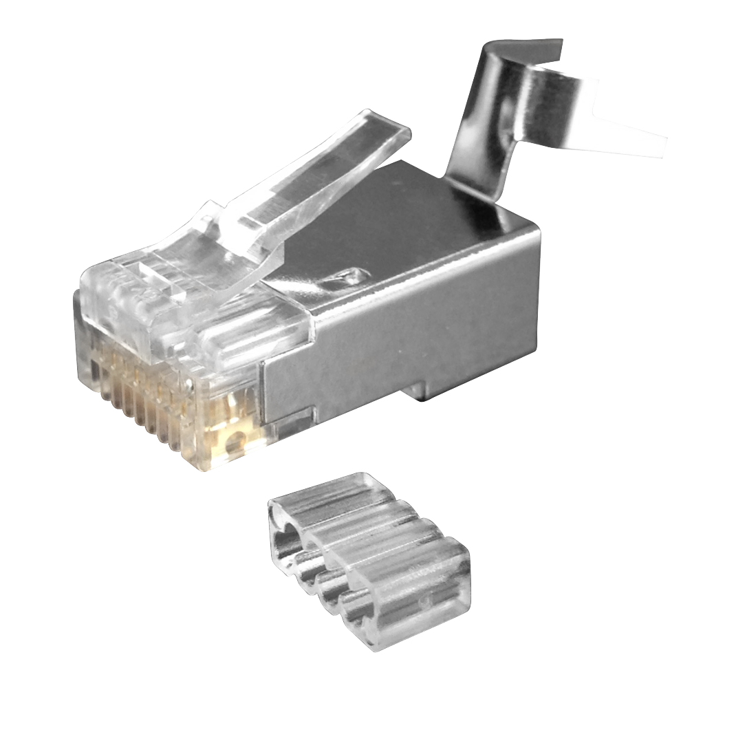 LAN Cable Tool-Free Assembly RJ-45 Connector Modular Plug STP Cat6a Metals Shielding Ethernet Cables