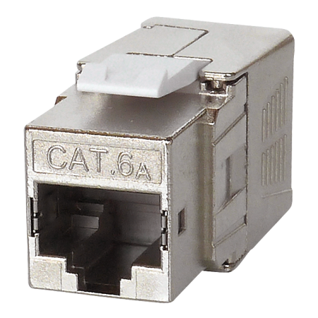 Cat.6A STP 180 درجة أداة جاك كيستون خالية - أداء مستوى مكون Cat.6A ، حماية كاملة ، 180 درجة ، بدون أدوات