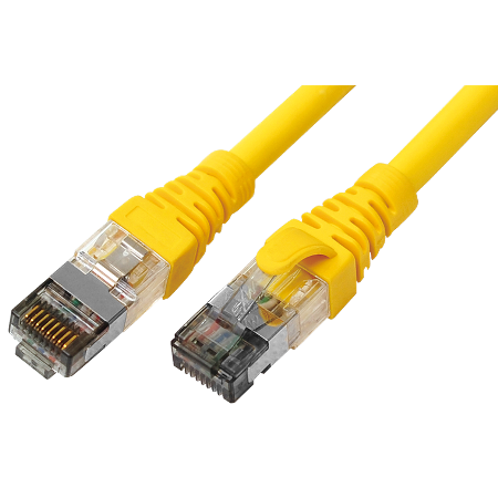Cat.6A S/STP 26 AWG patch kábel, sárga - Cat.6A SSTP 26AWG árnyékolt Ethernet RJ45 patch kábel
