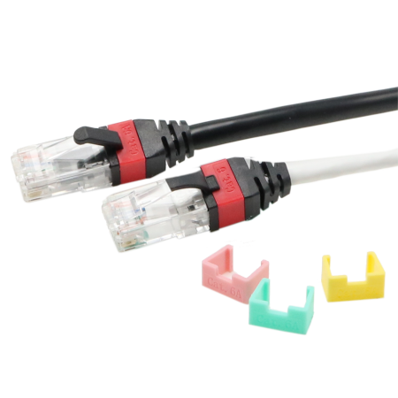 Cat.6A UTP 26 AWG 10G Patch Cable com clipes de codificação de cores mutáveis - Cabo patch RJ45 Cat.6A 10G UTP 26AWG com clipes
