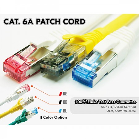 Cat.6A patch vezetékek - 6A kategóriás patch kábelek színes házdugókkal