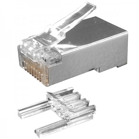 Plugue Modular Cat.6 UTP e STP com barra de carga e trava sem trava - Plugue Conector Cat6 STP RJ45 com Inserção