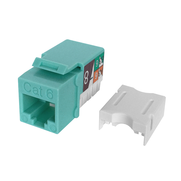 Cat.6 UTP 90 Degree 110 Keystone Jack, Turquoise Highquality Cat.6