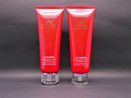 Cosmetic Tube Container with Acrylic Cap - Luxury cosmetic tube packaging with acrylic screw cap