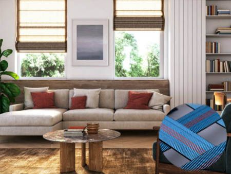 Ghế sofa với các phụ kiện bằng vải thun.