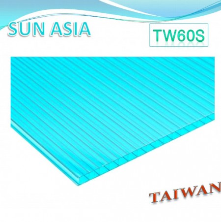 Twin Wall Polycarbonate Sheet (Blue Green)