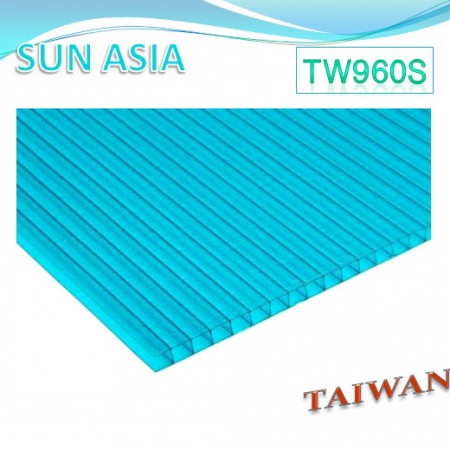 Frosted Twin Wall Polycarbonate Sheet (Blue Green)