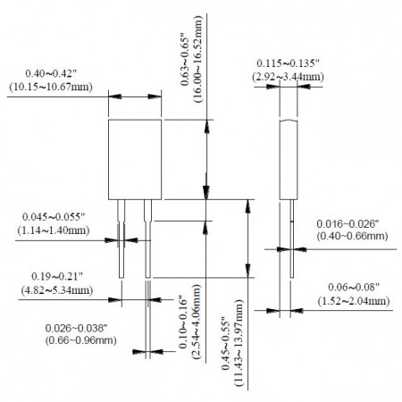 TO-220 Power Resistor - TR20 Series Dimensions