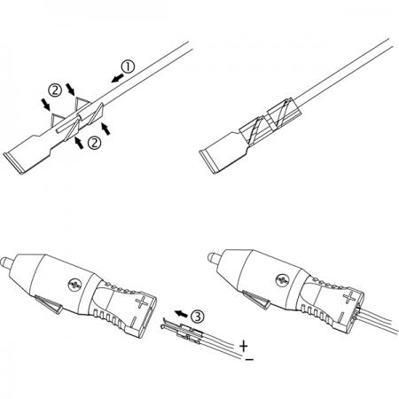 Assembly Illustration of quick "Insert & Lock" terminals